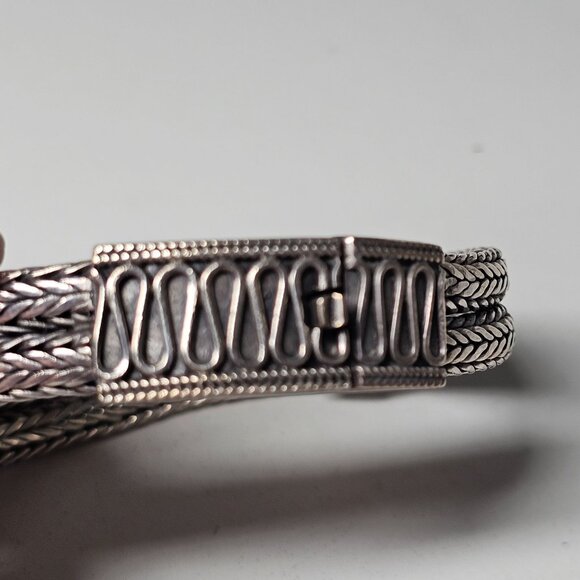 Artisan Sterling Silver 925 Woven Braided Bracelet Decorative Clasp Boho Western - Picture 9 of 11